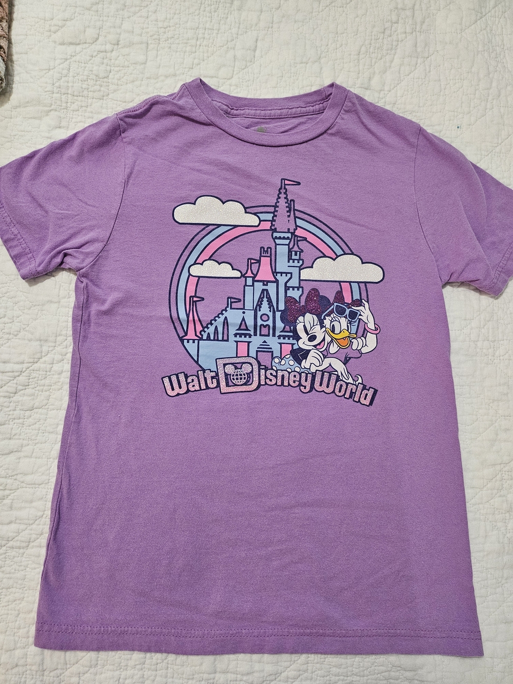 Walt Disney World Purple Kids Tee with Minnie & Daisy Castle Graphic